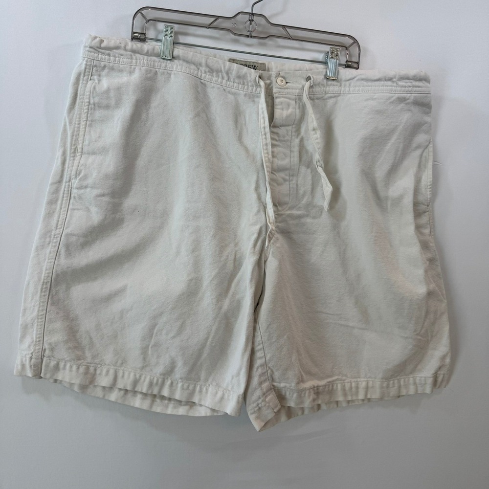 J.Crew Mens XL Cotton Linen Drawstring Shorts Cream Off White Casual Beach